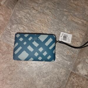 Coach Blue and White Wristlet